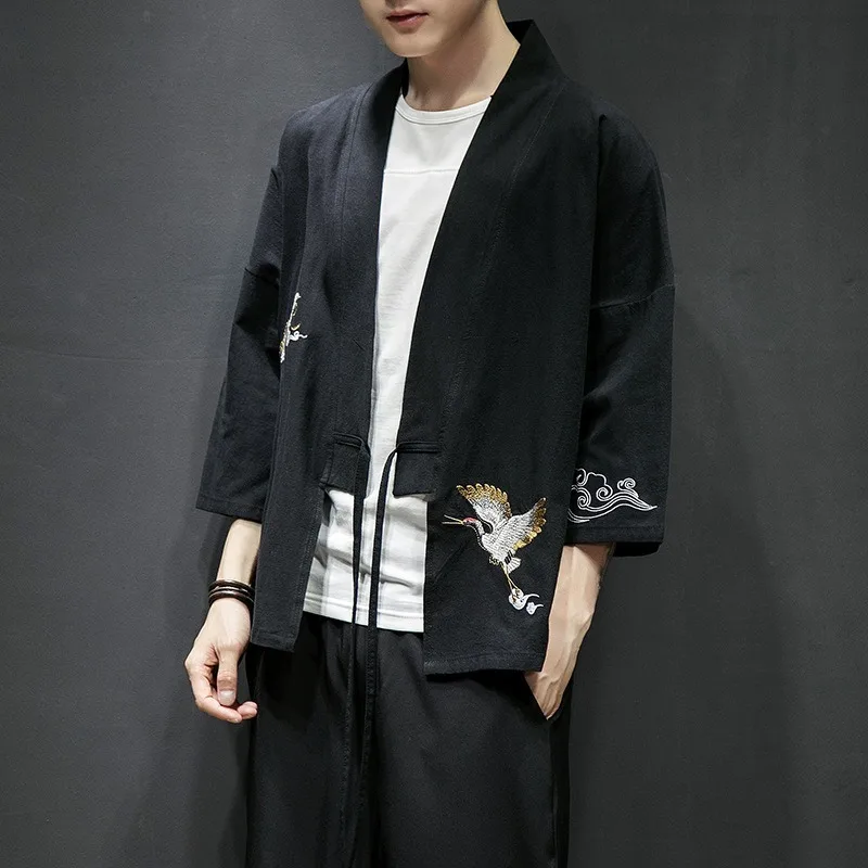 Японский кардиган с драконом мужская Свободная блузка Aodai японское кимоно