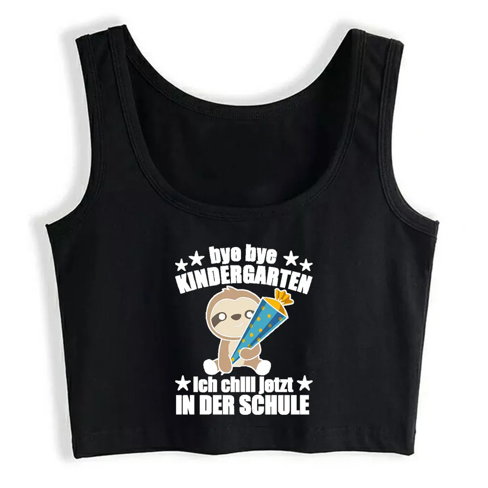 

Crop Top Women Kindergarten School Kids School Bag Sloth Sweet Harajuku Tank Top Women Comic Women Clothes