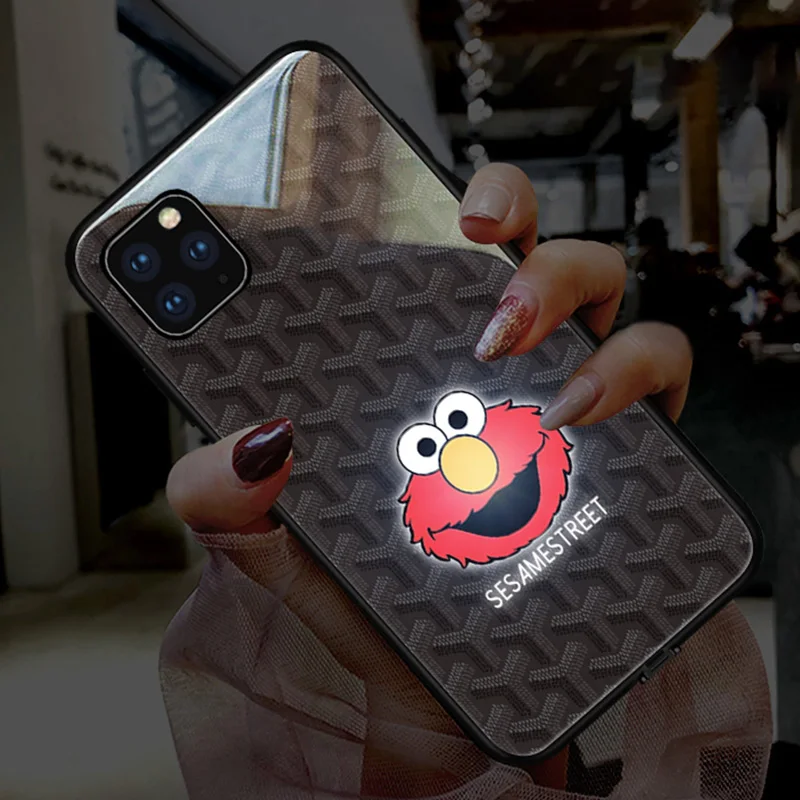Mofi Smart Led Glow Case For iPhone 11 Pro Max Cute sesame street Character Patterned Glass shell | Мобильные телефоны и
