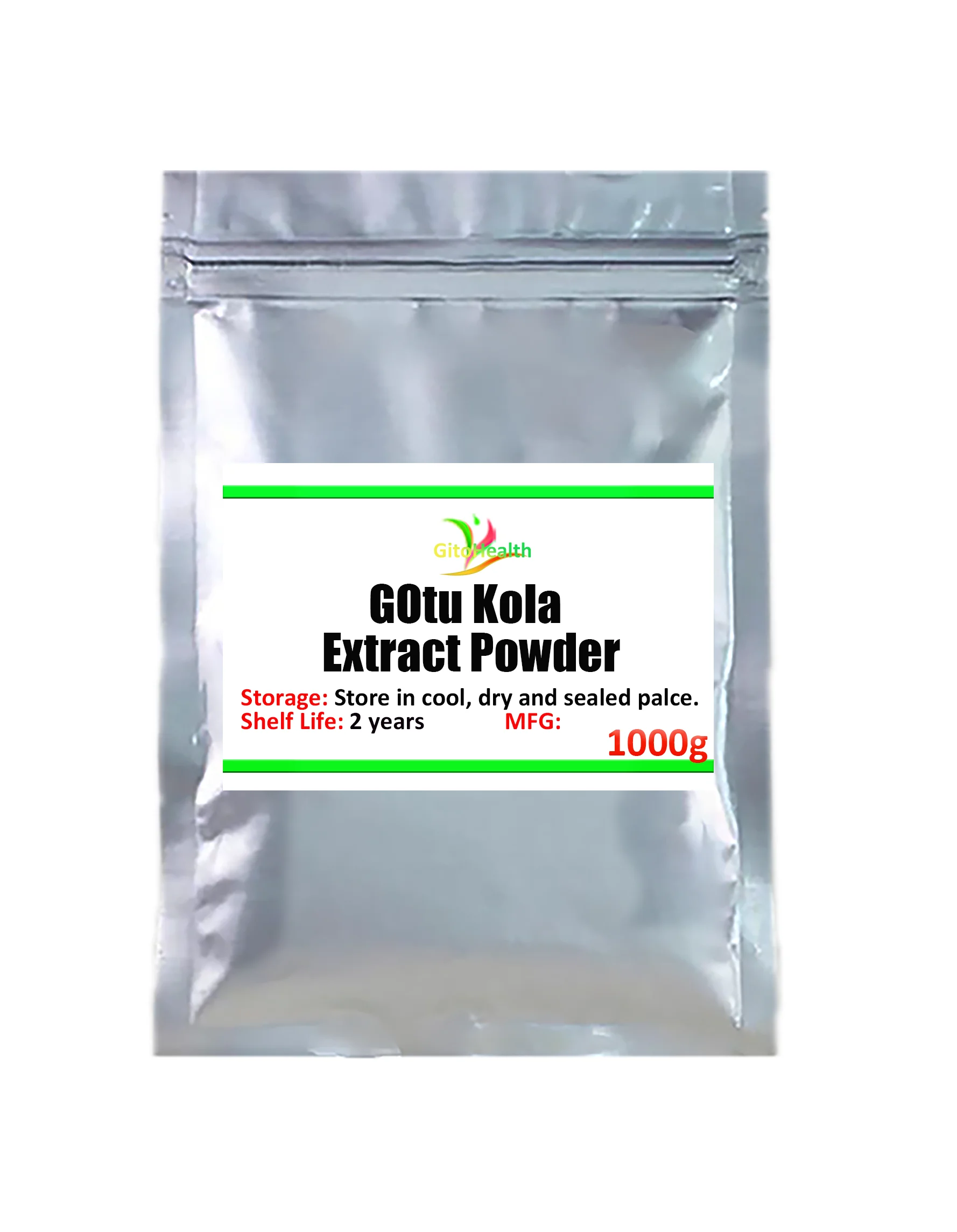 

100g-1000g. Centella asiatica extract and asiaticoside powder. Package