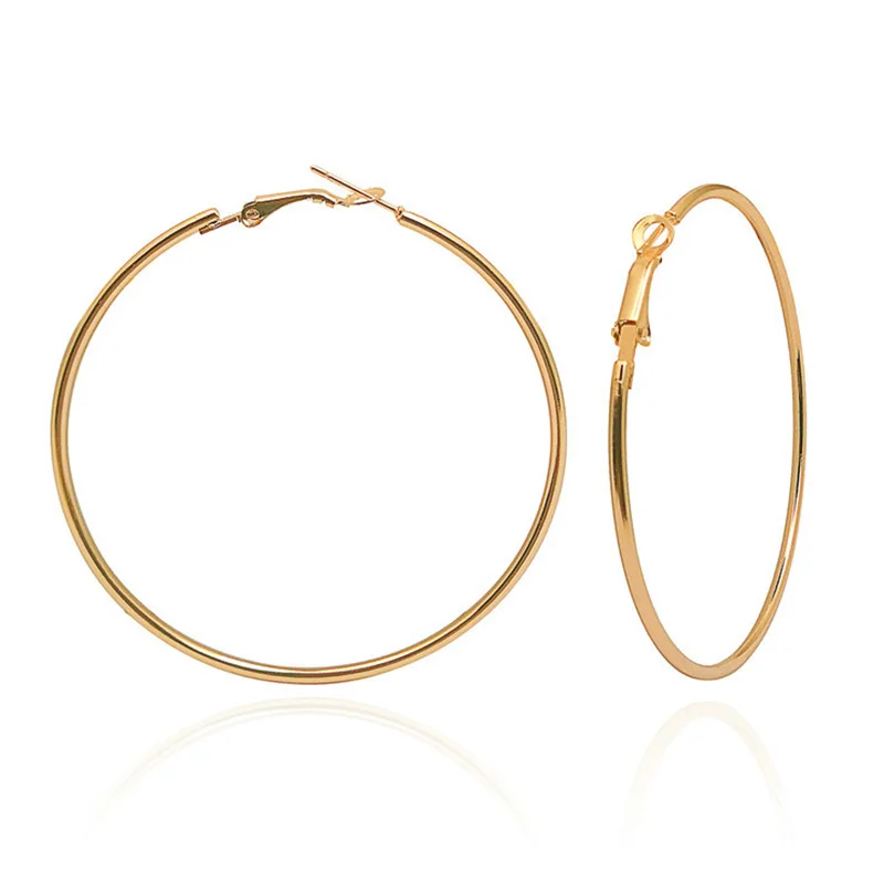 Fashion 80mm Large Round Earrings Gold Silver Color Exaggerated Circle Modern Women Popular Jewelry | Украшения и аксессуары