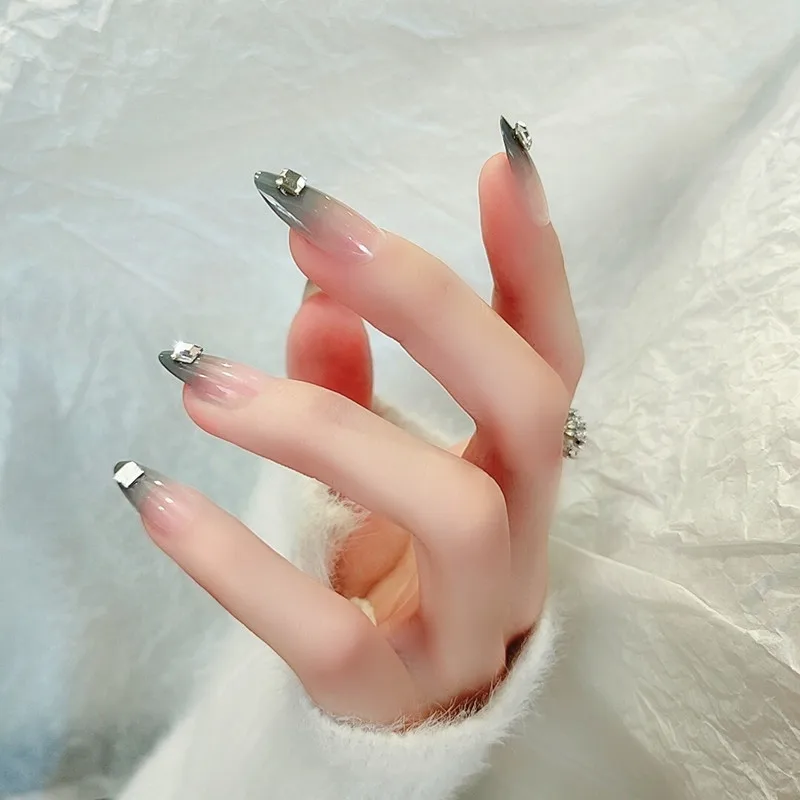 

24 шт. градиентные накладные ногти с длинным заостренным кончиком, декоративные накладные ногти с полным покрытием, носимые Готовые Ногти с ...