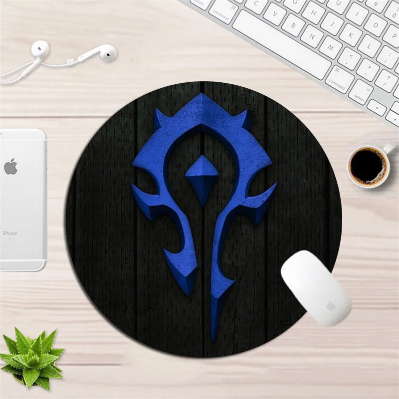 Круглый коврик для мыши Horde Alliance 22x22 см маленький размер резиновый игровой World of