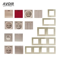 avoir diy wall light switch socket with usb plug golden plastic module function key glass panel free combination multiple frame