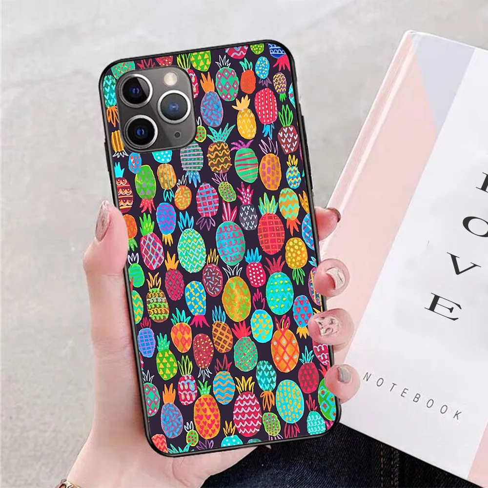 

For iPhone Colorful pineapples Soft TPU Border Apple iPhone Case