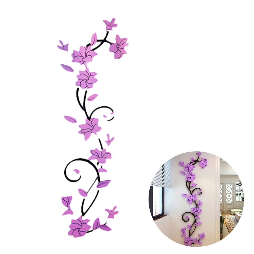 

Съемные настенные 3D наклейки в виде розы для гостиной, фона телевизора, настенные наклейки для домашнего декора светильник-фиолетовые цвет...