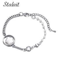 romatic star shaped pearl bracelets for women clear crystals bracelet round silver color cuban link bracelet new arrival