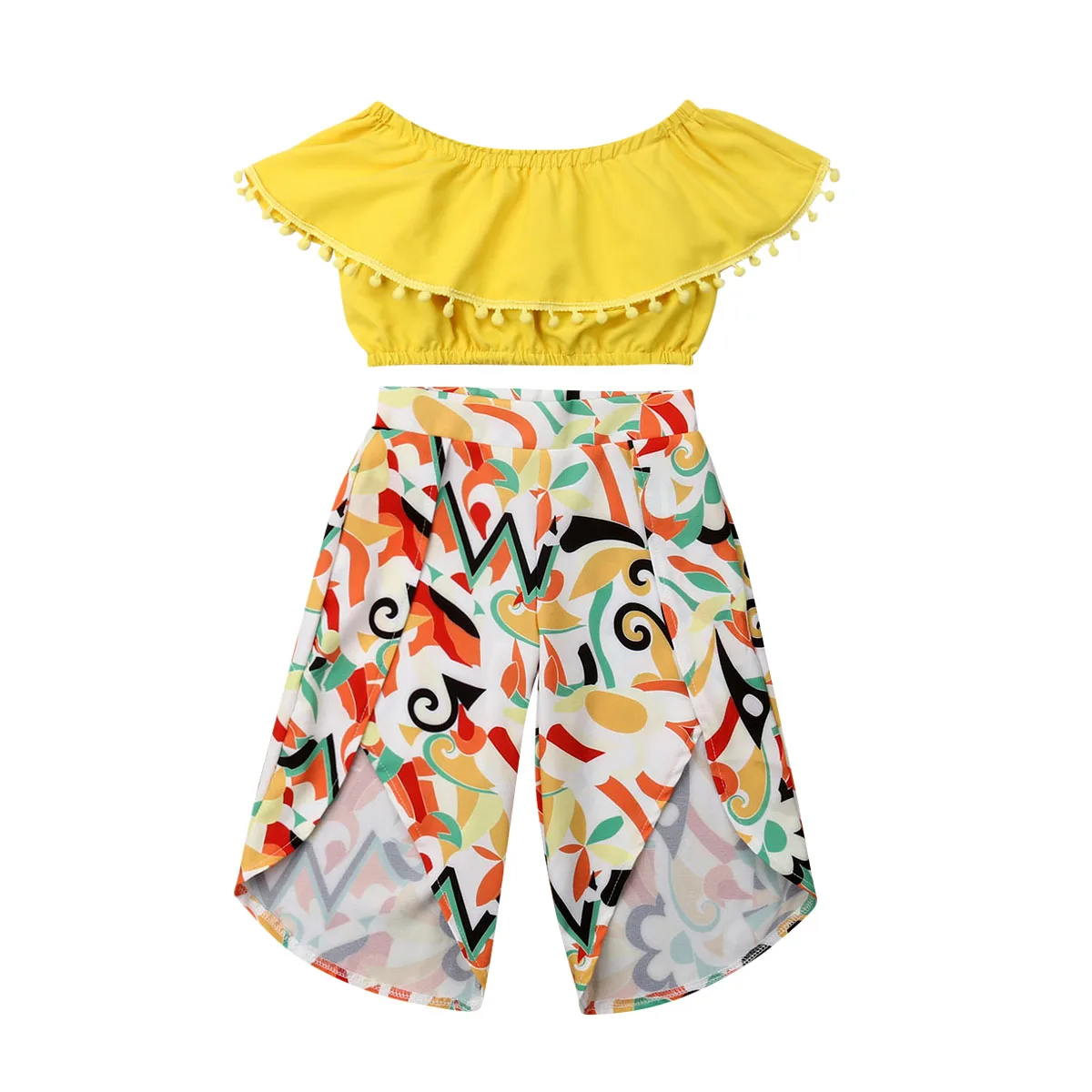 Детский костюм с открытыми плечами и длинными брюками|Комплекты одежды для