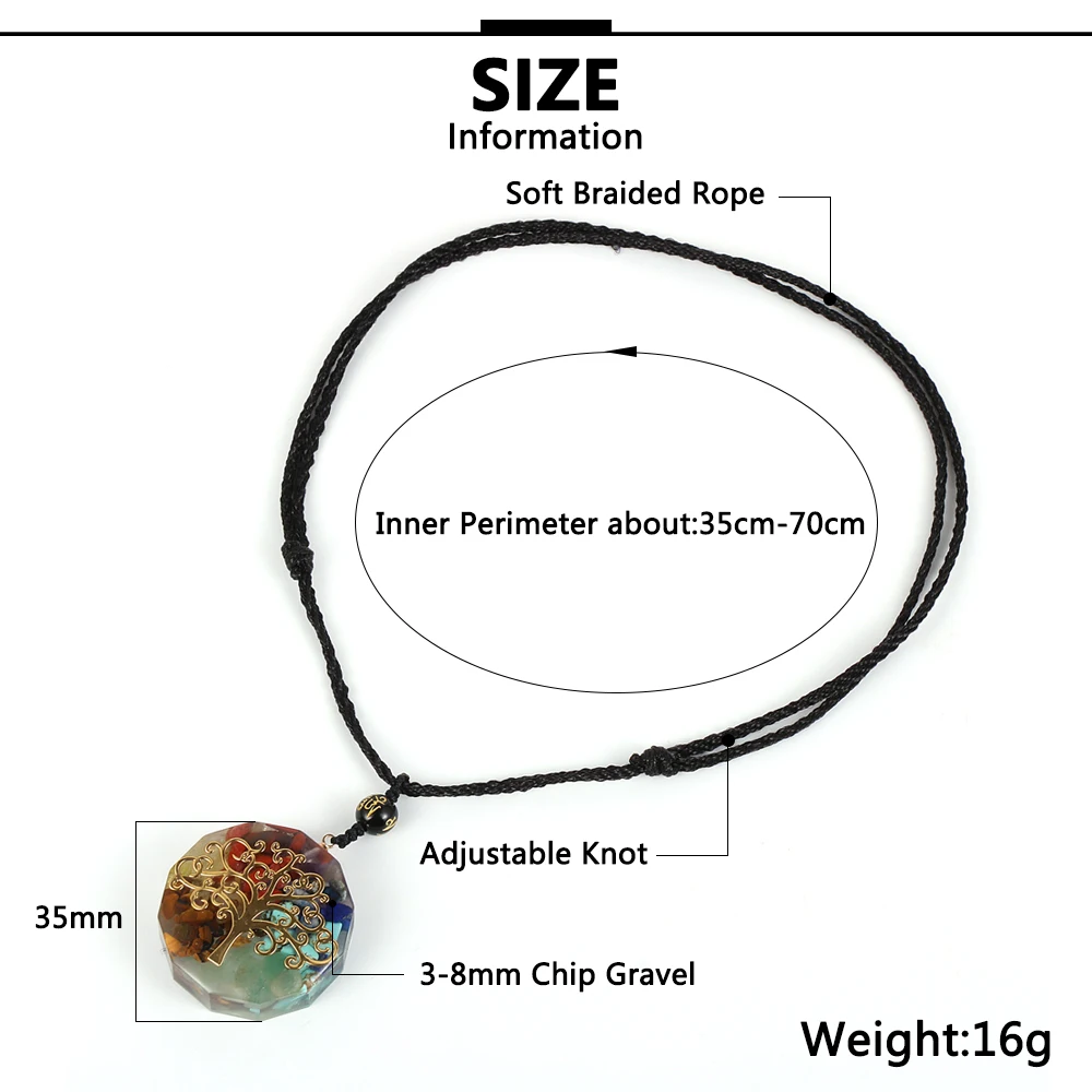 Натуральное каменная крошка 7 чакр древо жизни подвеска-ом ожерелье оринге