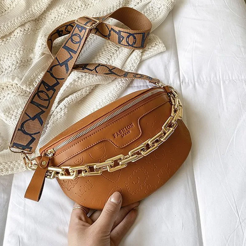 

New Chain Fanny Pack Women Leather Waist Bag Luxury Brand Chest Pack Mini Female Belt Bags Fashion Ladies Shoulder Crossbody Bag