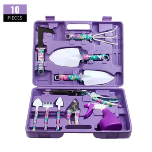 Garden Tool Set 10 Pieces Stainless Steel Heavy Duty Garden Hand Tool Kit Ergonomic Handle Shovels Rakes Pruning Shears Sprayer 10 item image