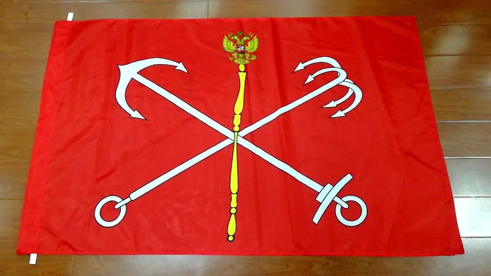 

ELECTION 90x135cm russian federal cities gold scepter St Petersburg flag