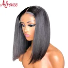 Парик женский прямой из натуральных волос, HD прозрачный бразильский с коротким Бобом, 13x 6, с отбеленным узлом, 4x4