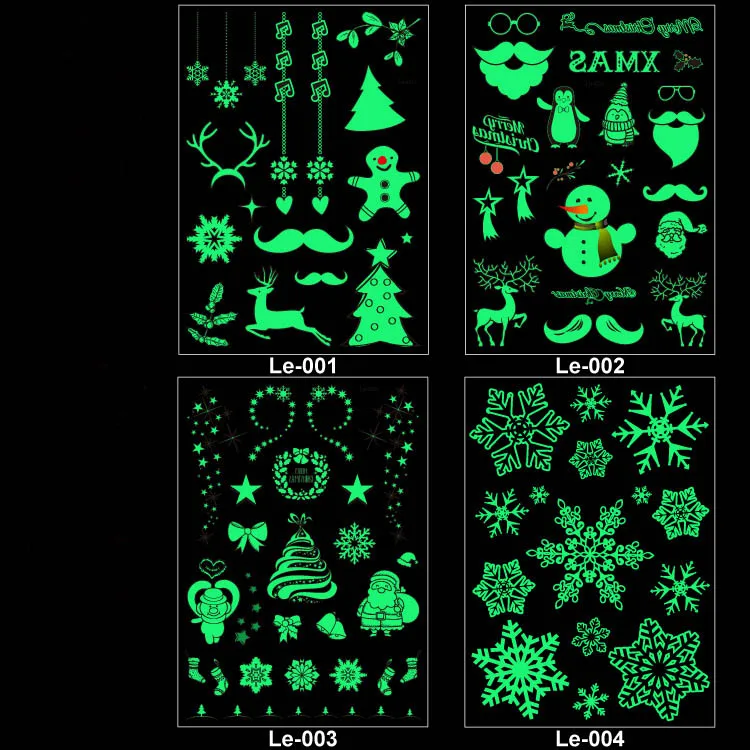 

40 Sets/lot Shiny Luminous Tattoos Stickers Kids Christmas Fluorescent Waterproof Christmas Decorations