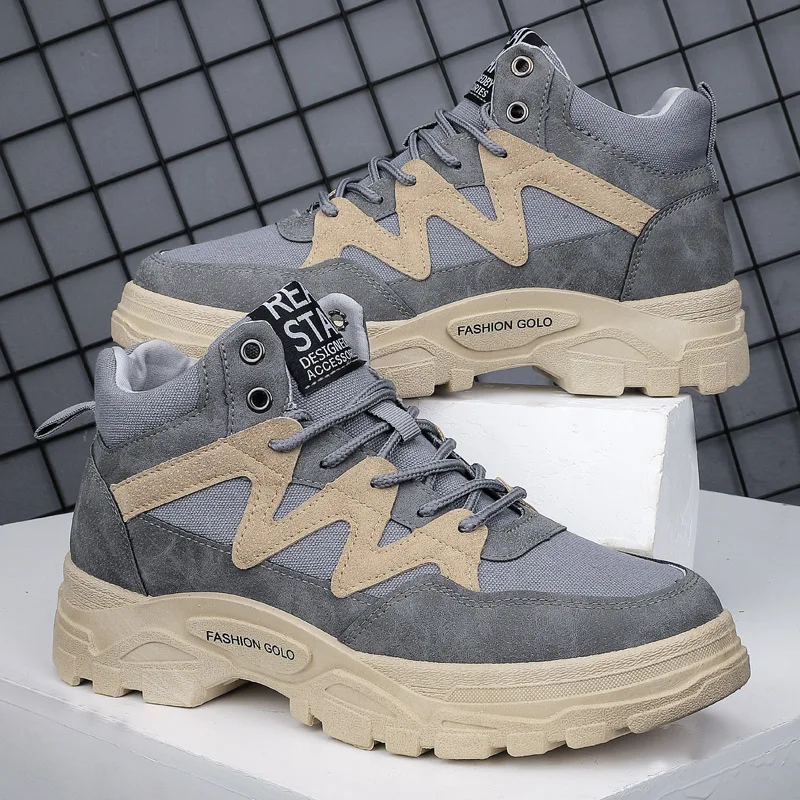

Autumn Winter Men England PU Leather Ankle Boots Casual Sneakers Men Work Shoes Motorcycle Boots Zapatos De Hombre Outdoor Flat