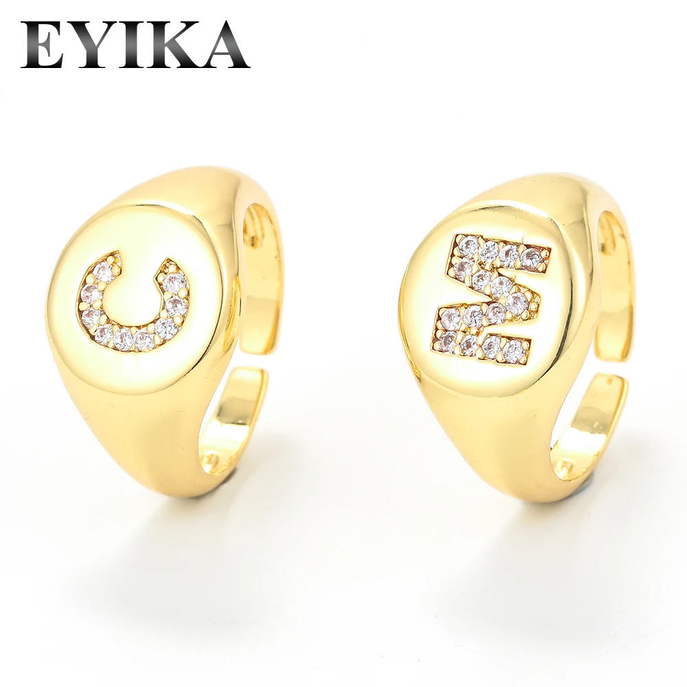 Модное регулируемое кольцо EYIKA в стиле хип-хоп с фианитами золотого цвета