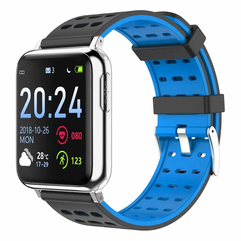 Silver Blue Silica ECG PPG SPO2 Smart Band Watch Men Blood Pressure Oxygen Heart Rate Monitor Smartwatch Women Waterproof for Android IOS Xiaomi - Цвет: Silver Blue Silica