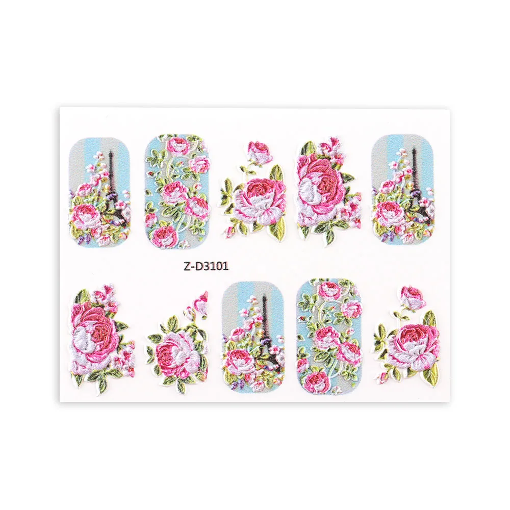 3D Acrylic Engraved Nail Sticker Beautiful Dancing Gril Snow Shape Water Decals Empaistic Nail Water Slide Decals DIY Nail Art - Color: 02