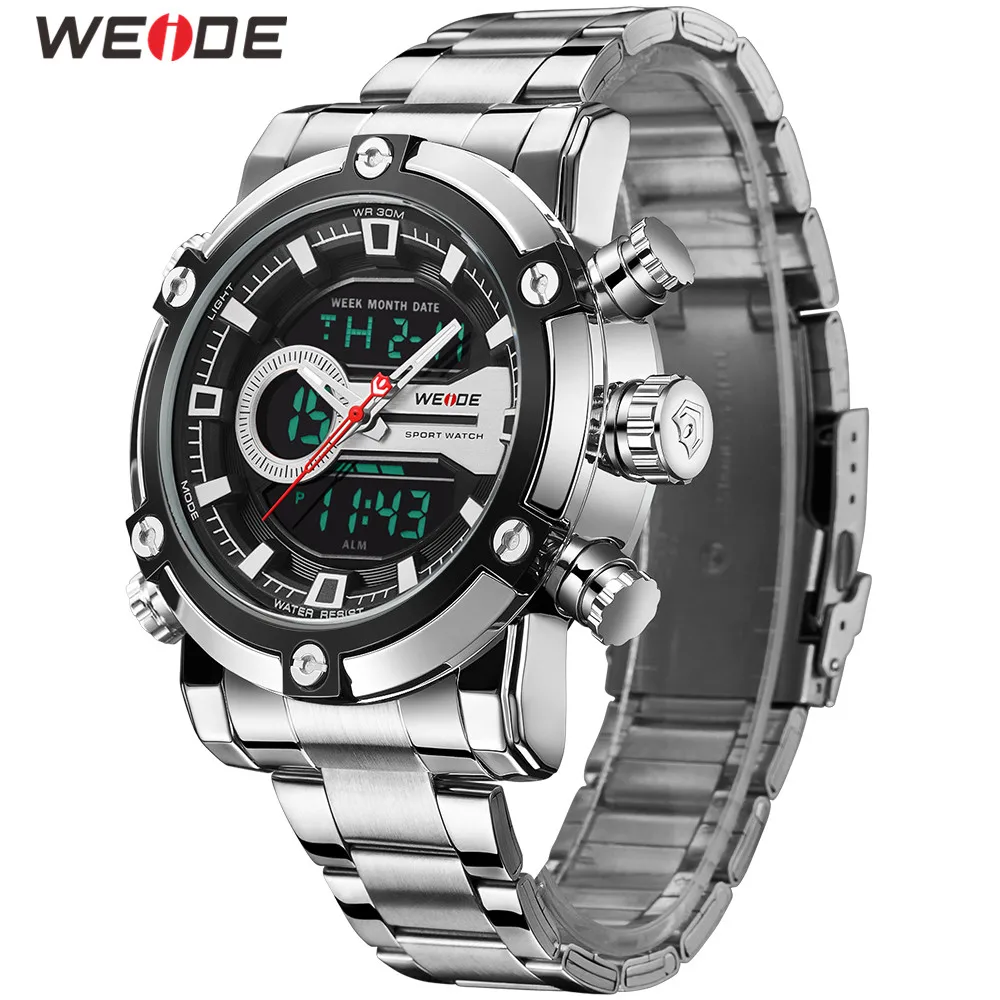 WEIDE мужские часы Reloj Hombre военные кварцевые спортивные наручные двойной дисплей
