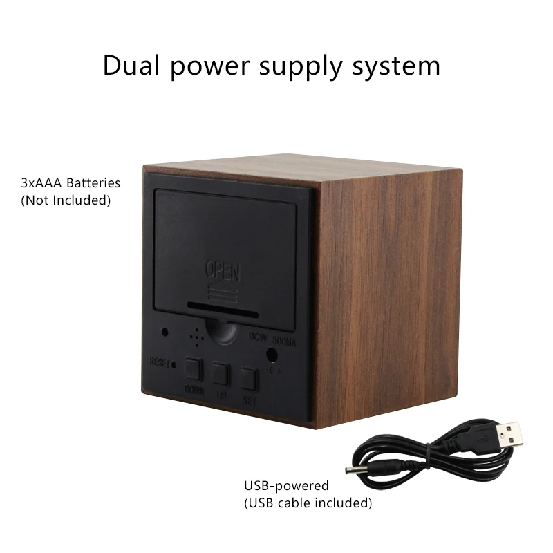 

Xiaomi NEW Alarm Clock LED Wooden Watch Table Voice Control Digital Wood Despertador USB/AAA Powered Electronic Desktop Clocks