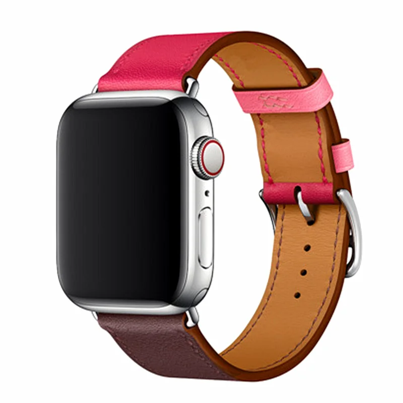 Rose red brown Кожаный ремешок для Apple watch band 44 мм 40 мм iWatch band 42 мм 38 мм одиночный походный браслет ремешок для часов Apple watch 4 3 2 1 - Цвет ремешка: Rose red brown
