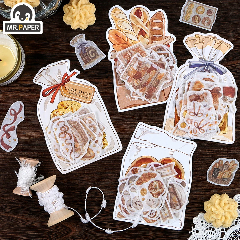 

Mr.paper 4 Designs 40 Pcs/bag Ins Style Happy Bakery Series Creative Simple Hand Account DIY Decoration Materials Stickers