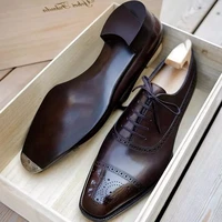 high quality newest fashion mens dress shoes classic brownn pu leather premium brogue casual shoes zapatos de hombre xm120