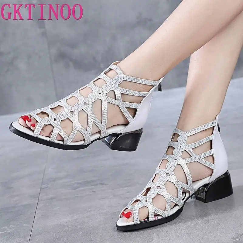GKTINOO/женские босоножки Sandalias Mujer Коллекция 2021 года Сезон лето Обувь из натуральной