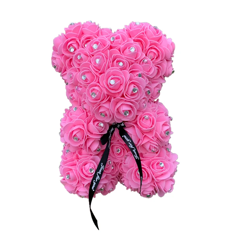 25 см искусственные цветы Роза медведь Стразы колокольчик новый дизайн Тедди для