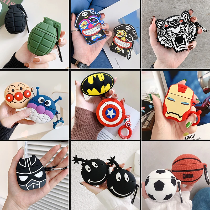 cartoon Wireless Earphone case For apple airpods 1 2 silicone soft leather Headset Box Airpods Accessories anime boys Cover | Электроника