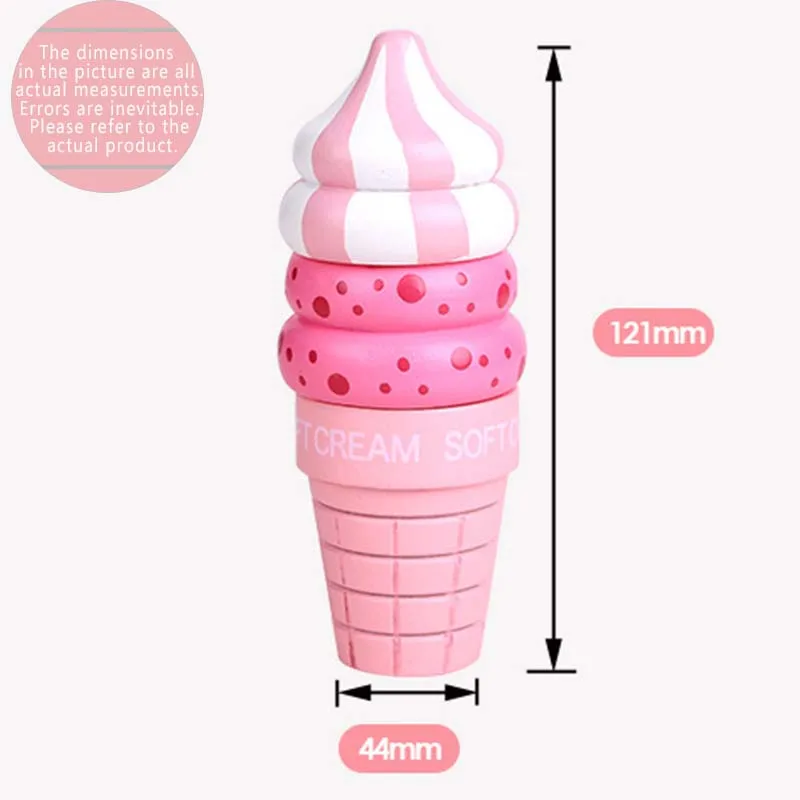 

Wooden Magnetic Connected Ice Cream Play House Kitchen Toy Pretend Role Play Game Home Decor Chocolate Strawberry Vanilla