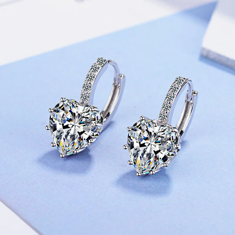 white Bague Ringen, Настоящее серебро 925 пробы, серьги для женщин с цирконием, блестящий камень, для женщин, для свиданий, юбилей, ювелирное изделие, подарок - Цвет камня: white