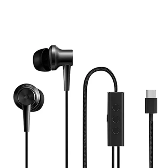 Оригинальные наушники Xiaomi ANC type-C с шумоподавлением, проводное управление с микрофоном для смартфона Xiaomi Max 2 Mi6 Hybrid HD - Цвет: Black