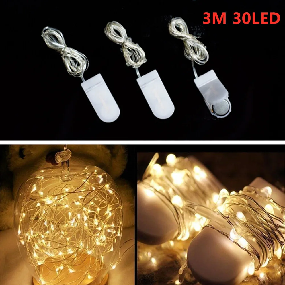

MeterMall 3 м 30LED Кнопка батарея медный провод струнный светильник Фея лампа Свадебная вечеринка, фестивали украшения