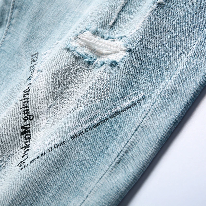 Обтягивающие джинсы для мужчин равные светильник синий стрейч высокого качества