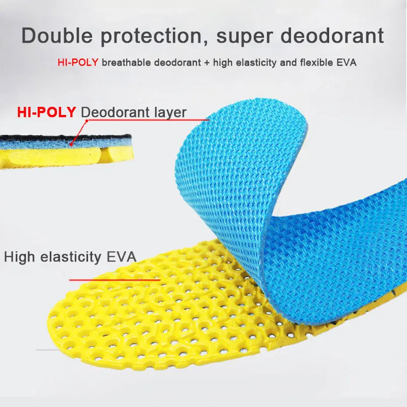 Sport Insoles HI-POLY Deodorant Memory Foam For Shoes Sole Mesh Breathable Cushion Running Feet Man Women | Обувь