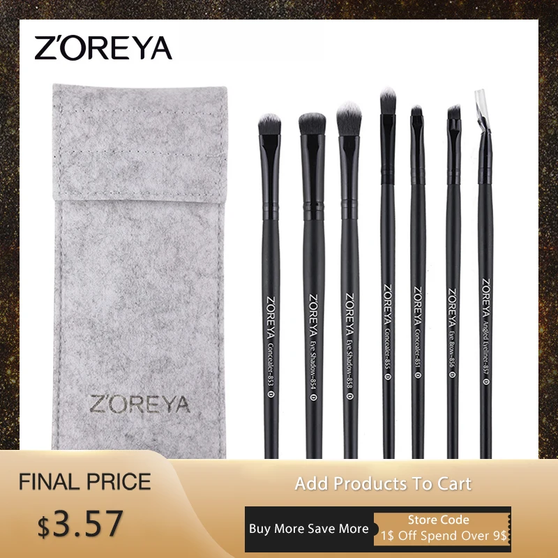ZOREYA 7 шт. набор кистей из натуральных волос для бровей, ресниц и бровей, кисть для ногтей с мешком