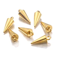 10pcs gold stainless steel circular cone charms for diy earring jewelry making necklace pendant findings handmade accessories