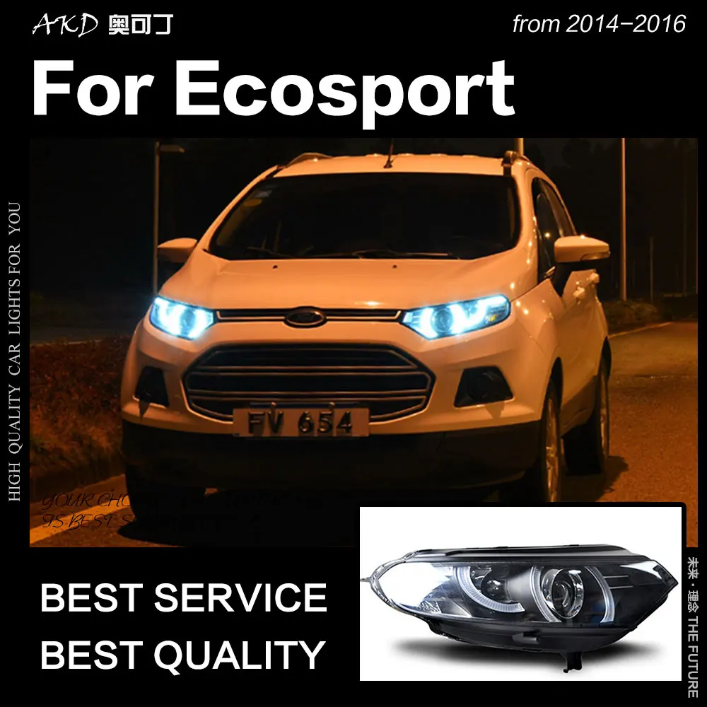 AKD автомобильный Стайлинг для Ford Ecosport 2014 брендовый светодиодный сонар фара DRL Hid