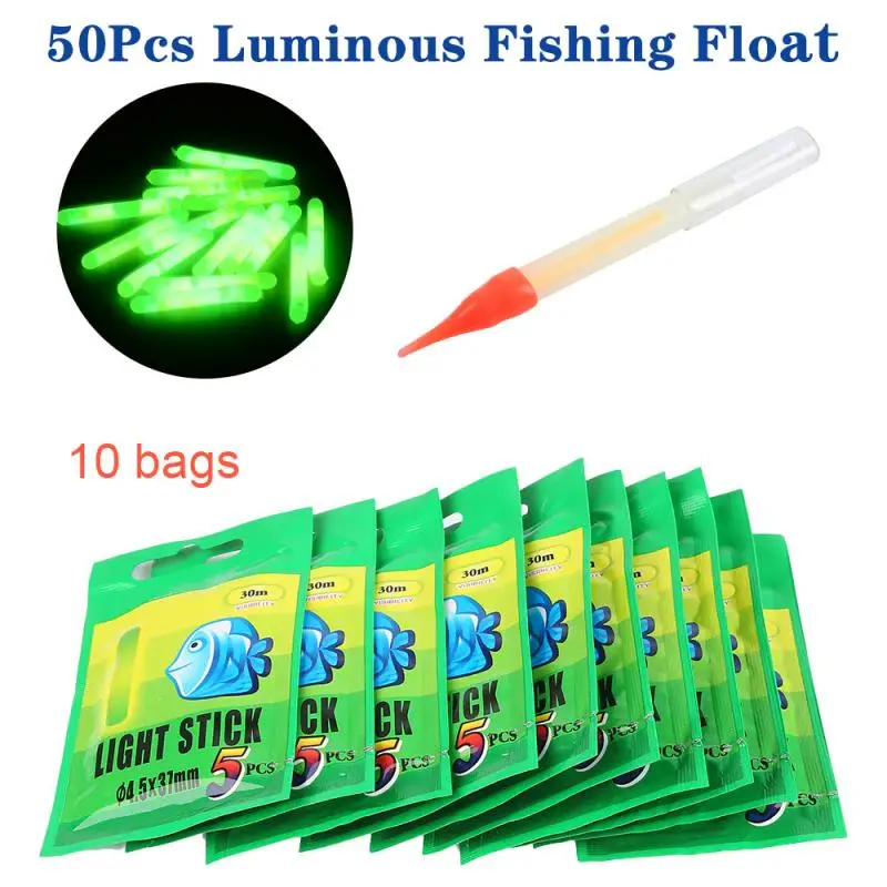 

50Pcs Luminous Fishing Float Fireflies Fishing Float Fluorescent Lightstick Night Float Rod Lights Dark Glow Stick Tools
