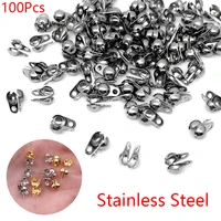 100pcs 1 522 43 2mm stainless steel ball beaded chain connector end crimp beads ending clasp for diy jewelry making wholesale
