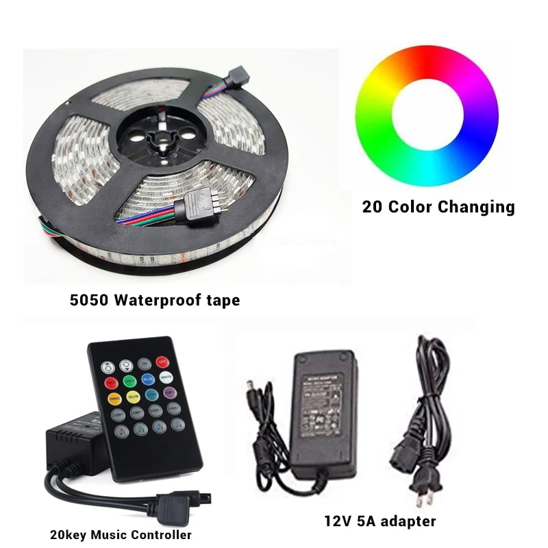 Светодиодная лента 5050 RGB 12 В 5 А м 60 светодиодов/м водостойкая Гибкая Диодная IP68