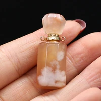 natural stone perfume bottle pendant exquisite cherry blossom agates charms for jewelry making charms diy necklace accessory
