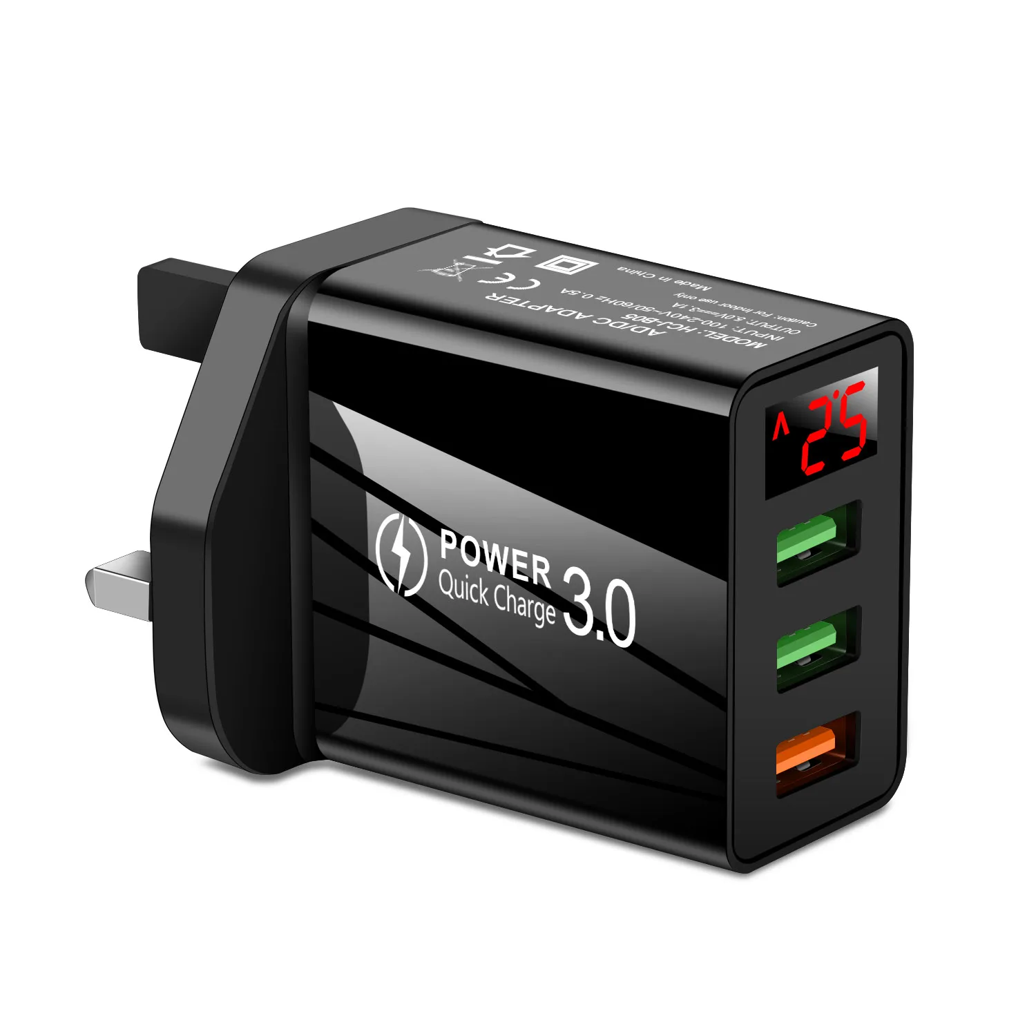 Зарядное устройство с 3 USB-портами и цифровым дисплеем |