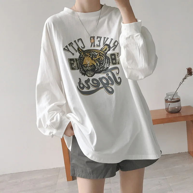 

Spring And Autumn New Korean Style Loose Early Autumn Girl Long-sleeved T-shirt Female Student Top Clothes Women Casual