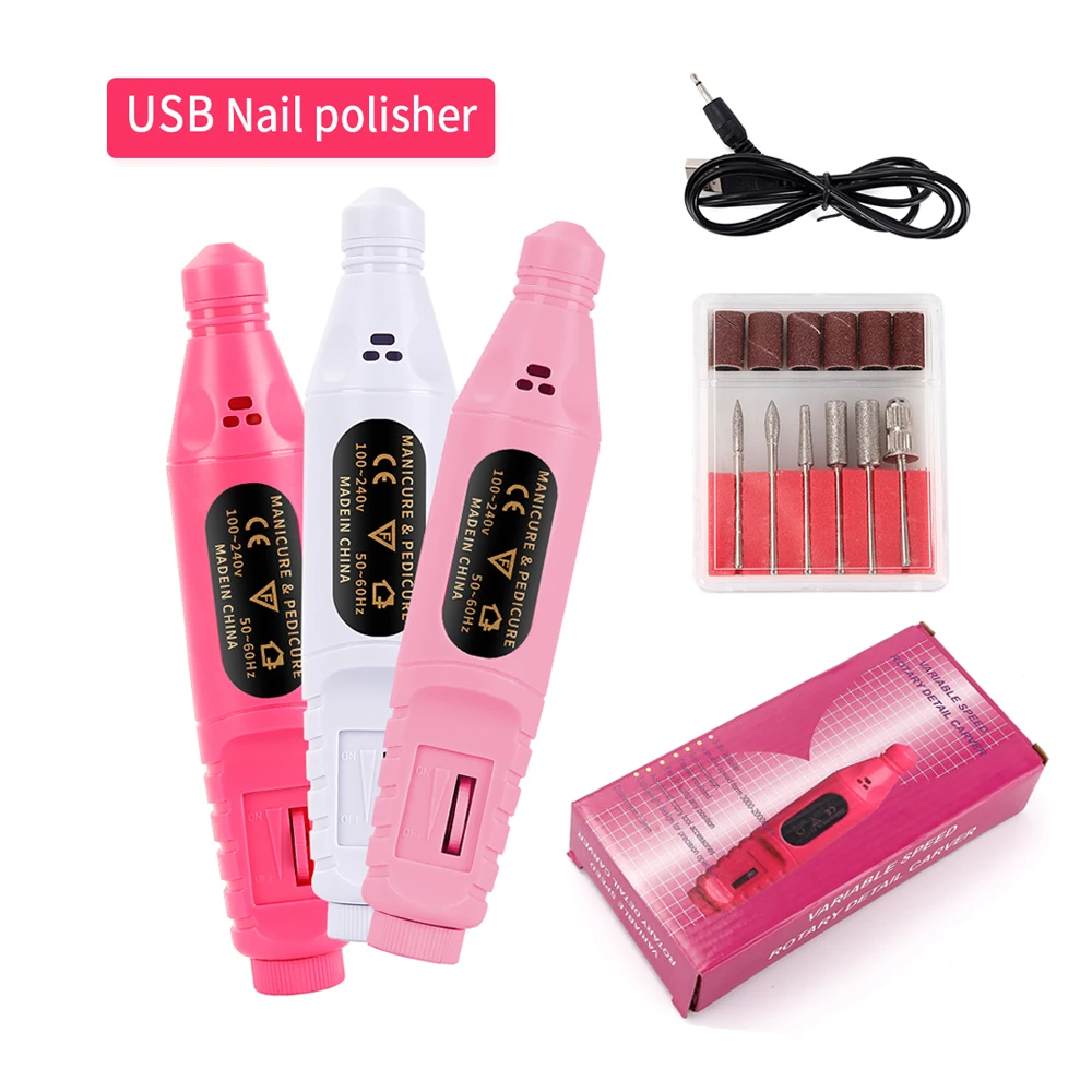 USB профессиональный маникюрный педикюрный полировщик для ногтей 20000 ОБ/мин пилка