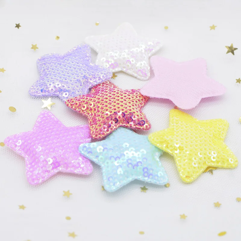 12 шт. 48 мм блестящие мягкие аппликации со звездами и блестками патчи для