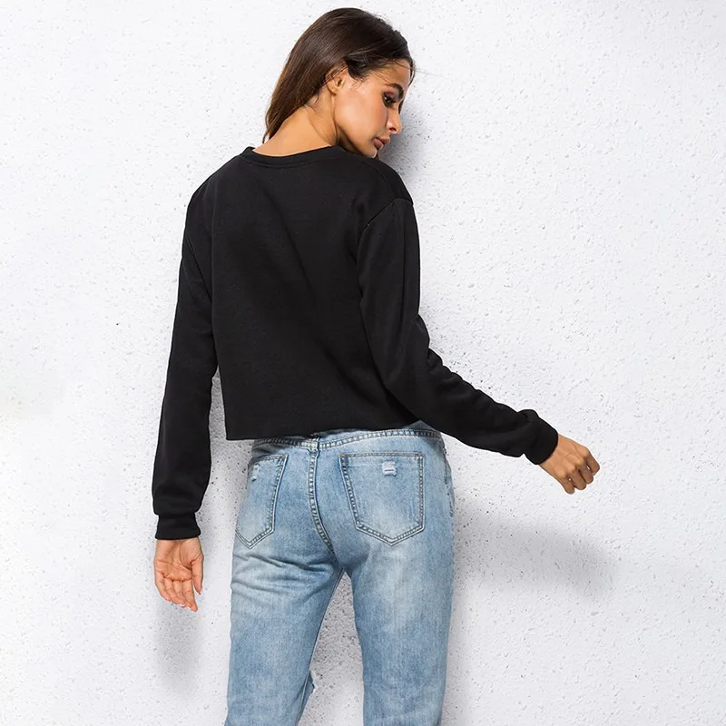 Осенние женские толстовки с длинным рукавом повседневные укороченные пуловеры