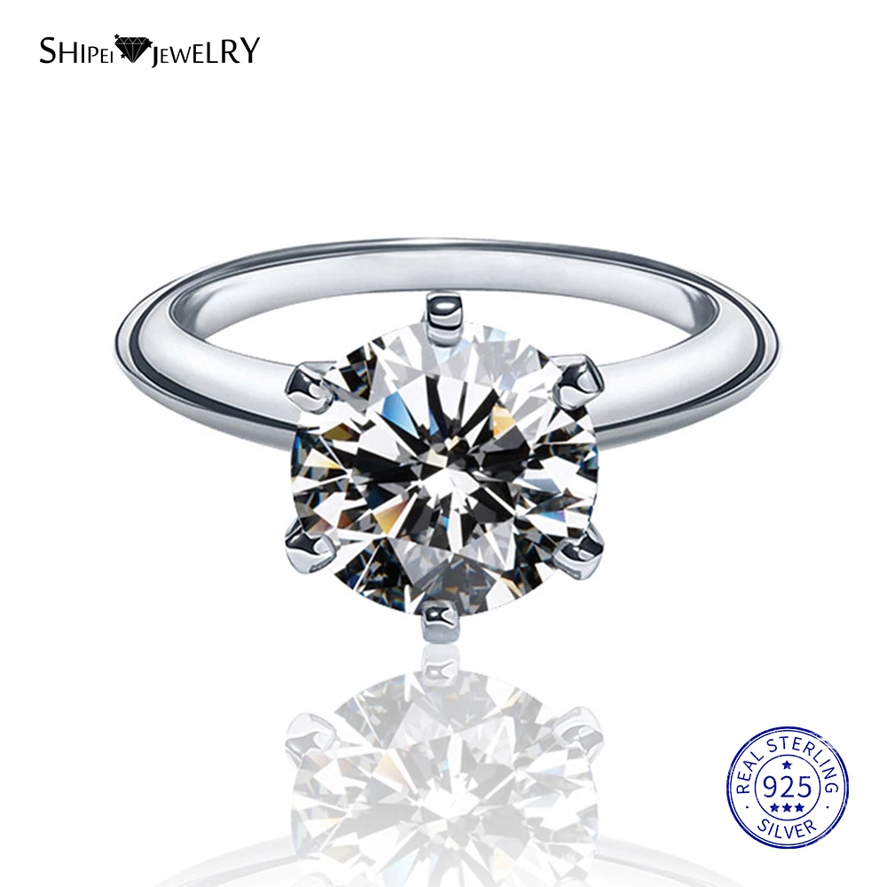 Shipei 1.4ct созданное Moissanite кольцо для женщин 100% Серебро 925 пробы драгоценный камень