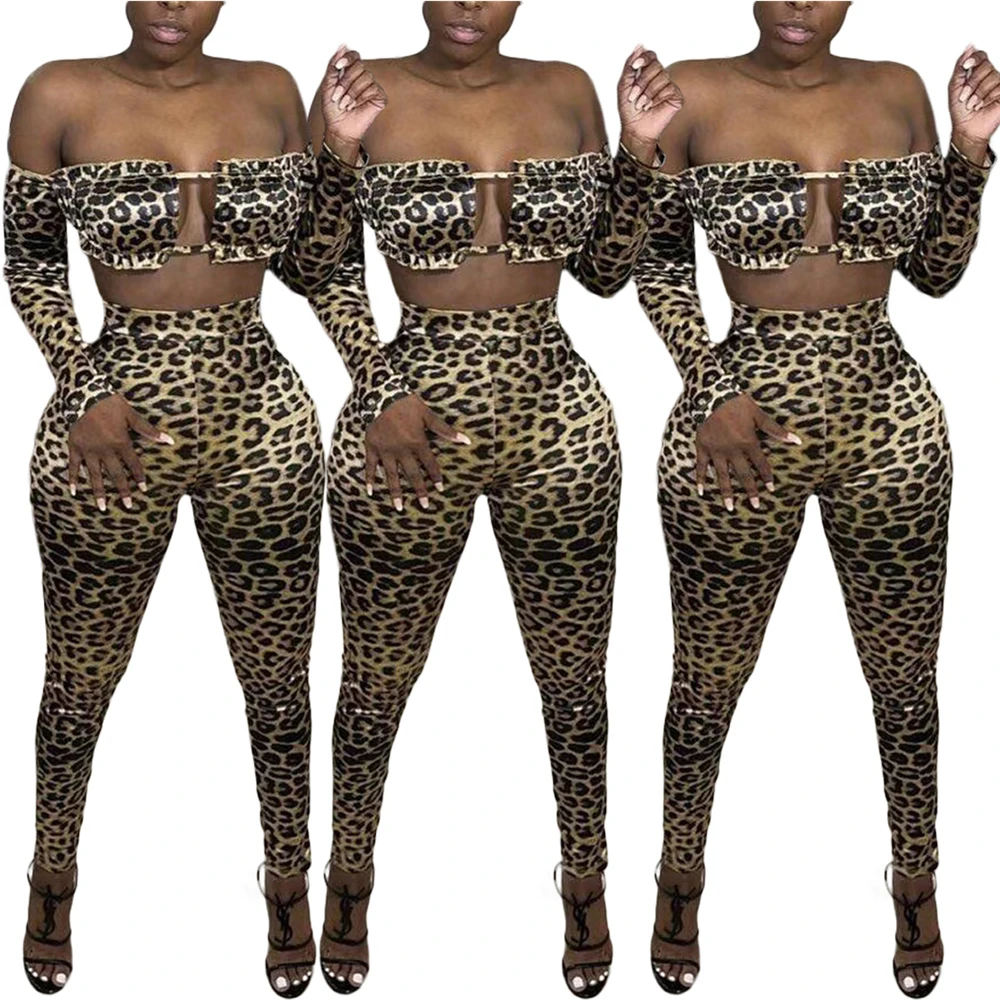 

F7509 European and American summer women's fashion leopard print sexy bra two-piece set available from stock